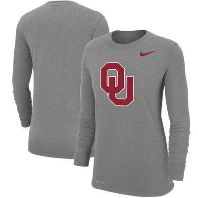 Nike Heathered Gray Oklahoma Sooners Logo Performance Long Sleeve T-shirt