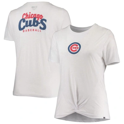 New Era White Chicago Cubs Plus Size 2-hit Front Knot T-shirt