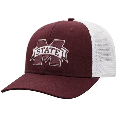 Top Of The World Men's  Maroon, White Mississippi State Bulldogs Trucker Snapback Hat In Maroon,white