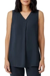 Eileen Fisher Silk V Neck Tank, Regular & Plus In Ocean