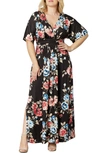 Kiyonna Vienna Floral Jersey Maxi Dress In Moody Meadows