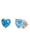 Kate Spade My Love Heart Metal And Cubic Zirconia Earrings In Blue
