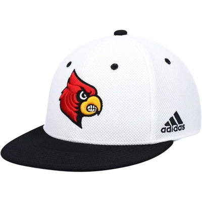 Adidas Originals Adidas White Louisville Cardinals On-field Baseball Fitted Hat In White,black
