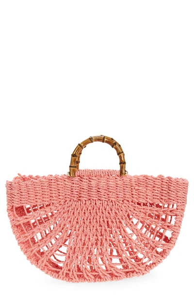 Btb Los Angeles Straw Tote In Pink