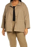Eileen Fisher Stand Collar Organic Cotton & Hemp Jacket In Targn