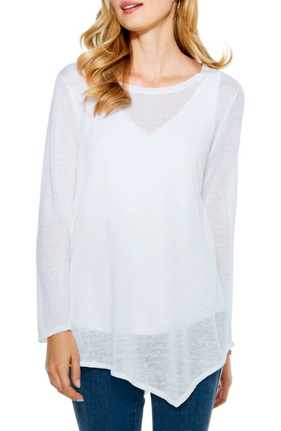 Nic + Zoe Nic+zoe Petite Featherweight Angle Linen-blend Sweater In Paper White