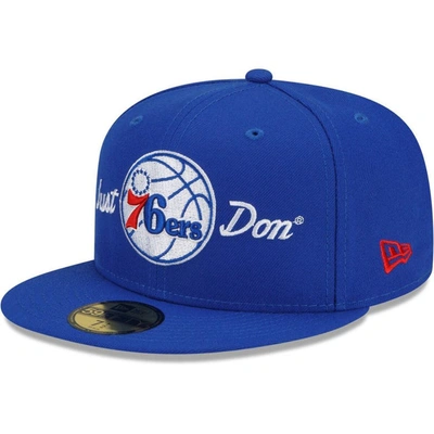 New Era Men's  X Just Don Royal Philadelphia 76ers 59fifty Fitted Hat In Blue/white