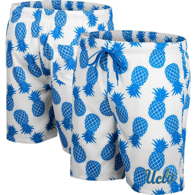 Colosseum Men's  White, Blue Ucla Bruins Pineapple Swim Shorts In White,blue