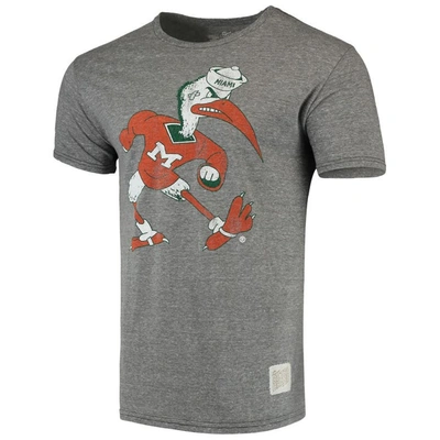 Retro Brand Original  Heathered Grey Miami Hurricanes Team Vintage Tri-blend T-shirt