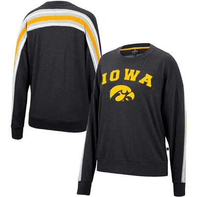 Colosseum Heathered Black Iowa Hawkeyes Team Oversized Pullover Sweatshirt