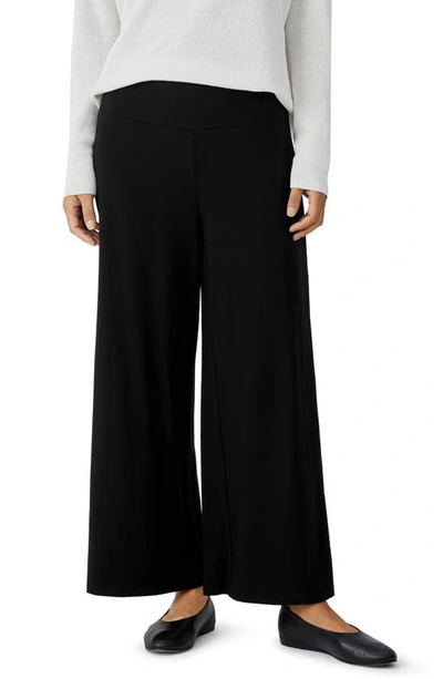 Eileen Fisher High Waist Wide Ankle Pants In Black