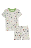 Tucker + Tate Kids' Glow In The Dark Fitted Two-piece Short Pajamas In Grey Light Heather Bugs Glow