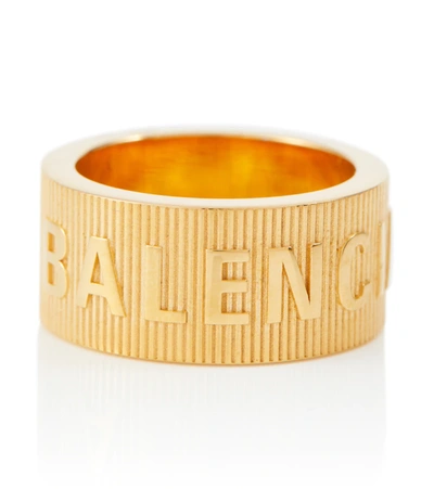 Balenciaga Logo Sterling Silver Ring In Metallic