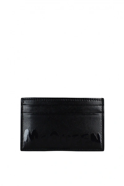 Alexander Mcqueen Leather Card Holder In Black