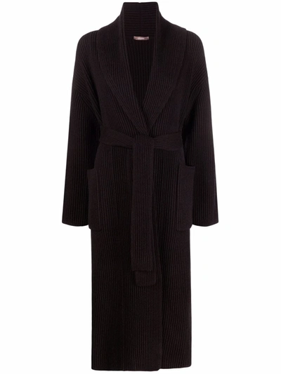 12 Storeez Wool-cashmere Knit Coat In Brown