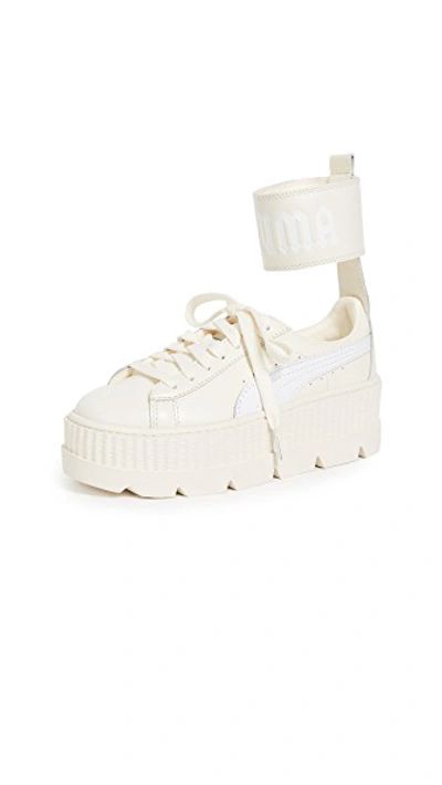 Puma White Fenty X  By Rihanna Ankle Strap Sneakers In Vanilla Ice/ White