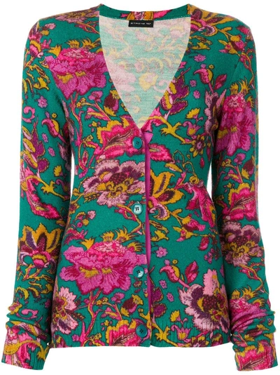 Etro Floral Print Cardigan In Green