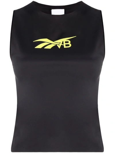Victoria Beckham Logo-print Jersey Tank Top In Black