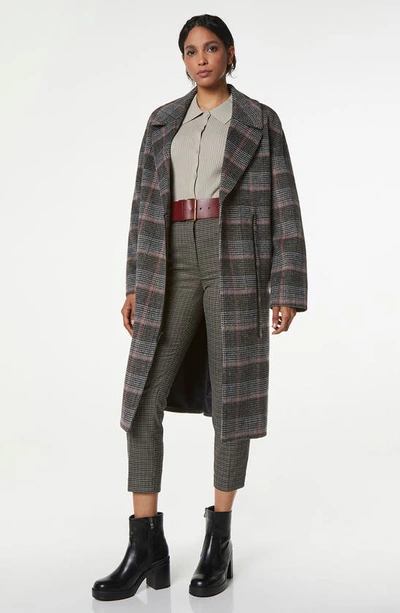 Andrew Marc Casma Plaid Wool Blend Coat In Plaid Pink