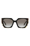 Prada 55mm Gradient Rectangular Sunglasses In Tortoise / Black