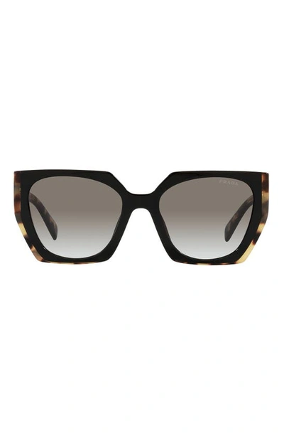 Prada 55mm Gradient Rectangular Sunglasses In Tortoise / Black