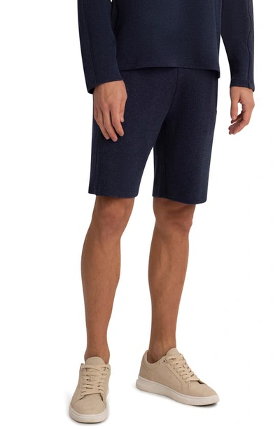 Bugatchi Comfort Drawstring Cotton Blend Fleece Sweat Shorts In Navy