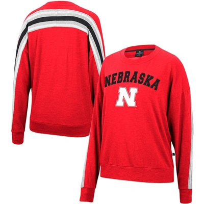 Colosseum Heathered Scarlet Nebraska Huskers Team Oversized Pullover Sweatshirt