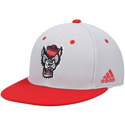 Adidas Originals Adidas Gray Nc State Wolfpack On-field Baseball Fitted Hat In Gray,red