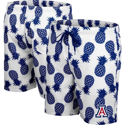 Colosseum Men's  White, Navy Arizona Wildcats Pineapple Swim Shorts In White,navy