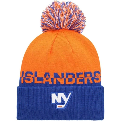 Adidas Originals Adidas Orange/royal New York Islanders Cold.rdy Cuffed Knit Hat With Pom In Orange,royal