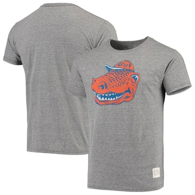 Retro Brand Original  Heathered Gray Florida Gators Vintage Logo Tri-blend T-shirt In Heather Gray