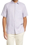 Ted Baker Albert Short Sleeve Linen Button-up Shirt In Light Purple