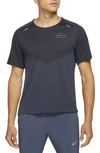 Nike Dri-fit Run Division Short Sleeve T-shirt In Black/black/thunder Blue
