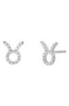 Bychari Zodiac Diamond Stud Earrings In 14k White Gold - Taurus