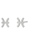 Bychari Zodiac Diamond Stud Earrings In 14k White Gold - Pisces