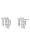 Bychari Zodiac Diamond Stud Earrings In 14k White Gold - Virgo