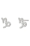 Bychari Zodiac Diamond Stud Earrings In Metallic