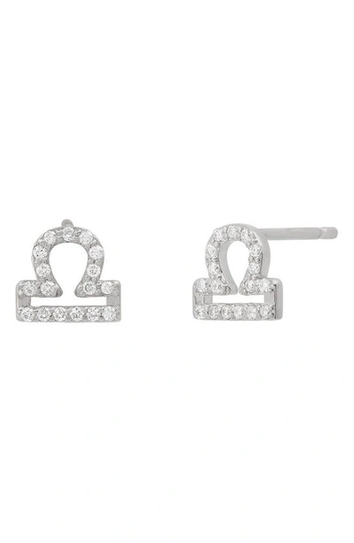 Bychari Zodiac Diamond Stud Earrings In 14k White Gold - Libra
