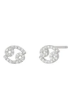 Bychari Zodiac Diamond Stud Earrings In 14k White Gold - Cancer