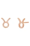 Bychari Zodiac Diamond Stud Earrings In 14k Rose Gold - Taurus