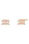 Bychari Zodiac Diamond Stud Earrings In 14k Rose Gold - Aquarius