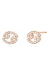 Bychari Zodiac Diamond Stud Earrings In 14k Rose Gold - Cancer