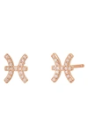 Bychari Zodiac Diamond Stud Earrings In 14k Rose Gold - Pisces