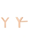 Bychari Large Initial Stud Earrings In 14k Rose Gold