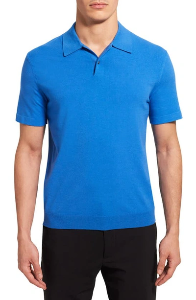 Theory Goris Short Sleeve Polo In Puce Blue
