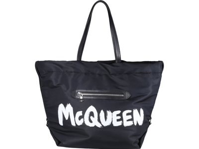 Alexander Mcqueen The Bundle Logo Tote Bag In Black