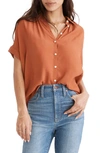 Madewell Central Drapey Shirt In Afterglow Red