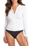Sea Level Zip-up Long Sleeve Rashguard Top In White