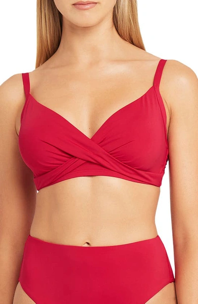 Sea Level Twist Front Dd- & E-cup Underwire Bikini Top In Red