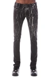 Hvman Strat Punk Paint Splatter Stretch Super Skinny Jeans In Black